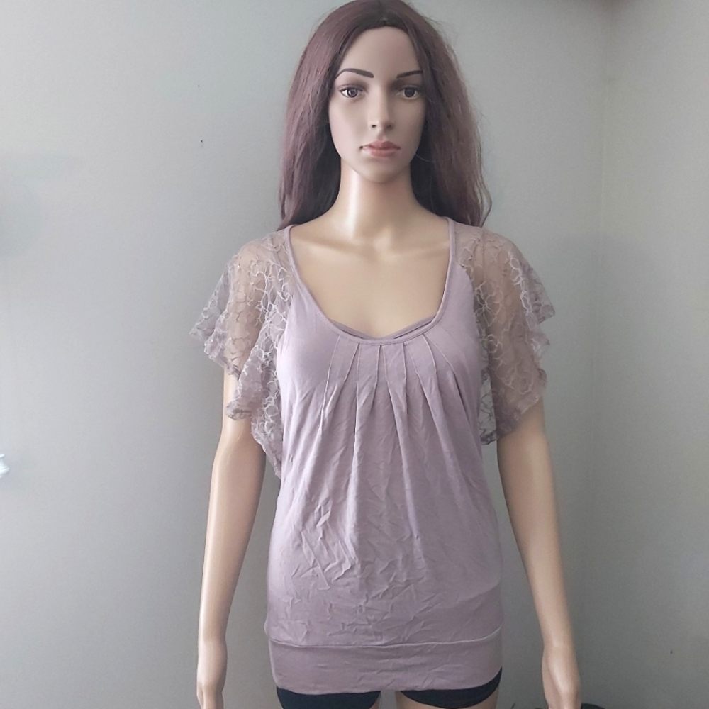 RW&Co mauve lace blouse top matching camisole set